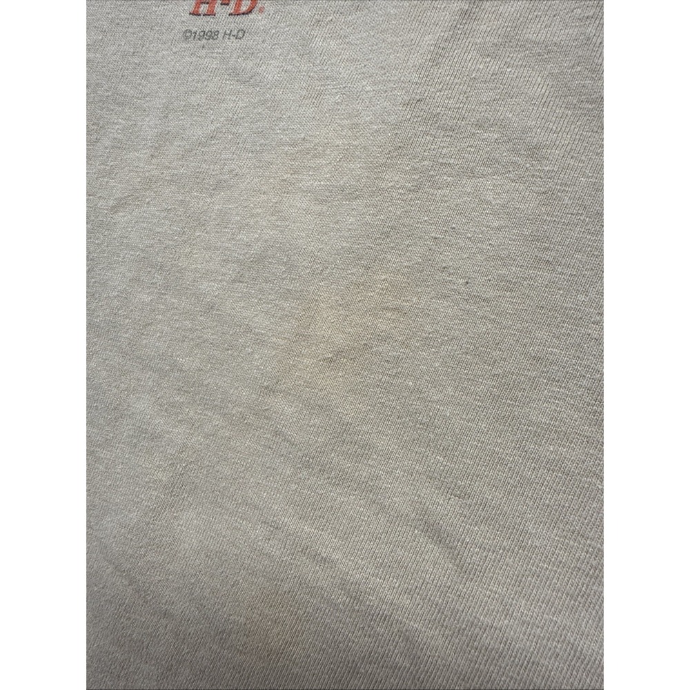 Vintage 1998 Harley Davidson Genoa Ohio T Shirt Hanes Beefy-T Tan Mens Large - Picture 12 of 16